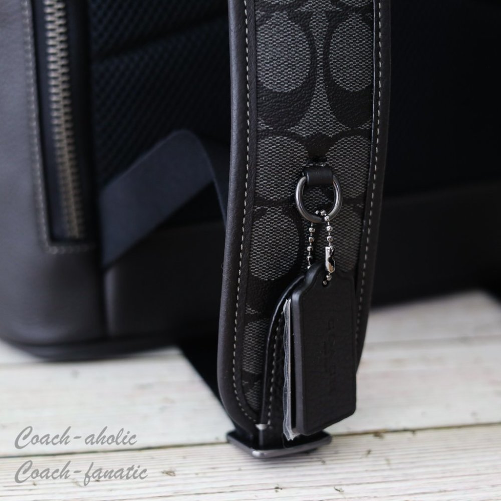 NWT Coach C9864 Sullivan Backpack In Signature Canvas Black/Charcoal - Picture 5 of 13